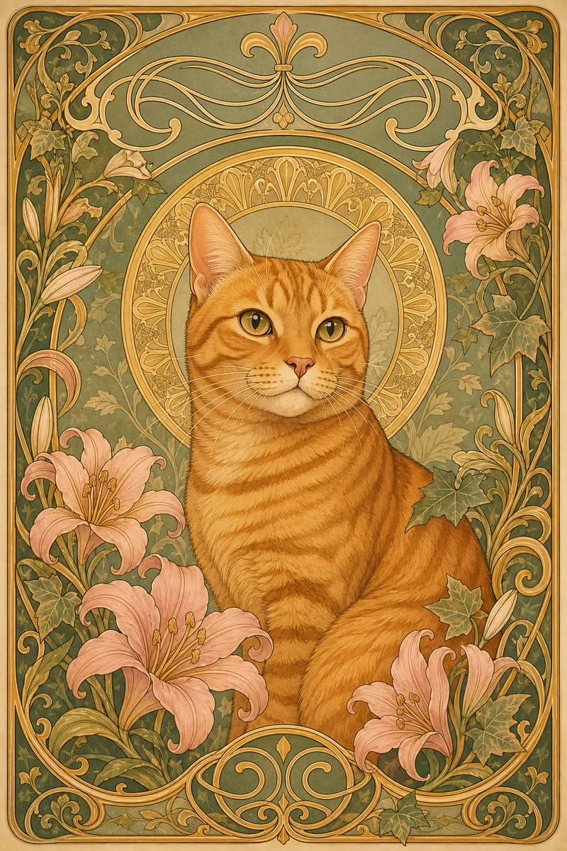 Art Nouveau AI pet portrait style sample