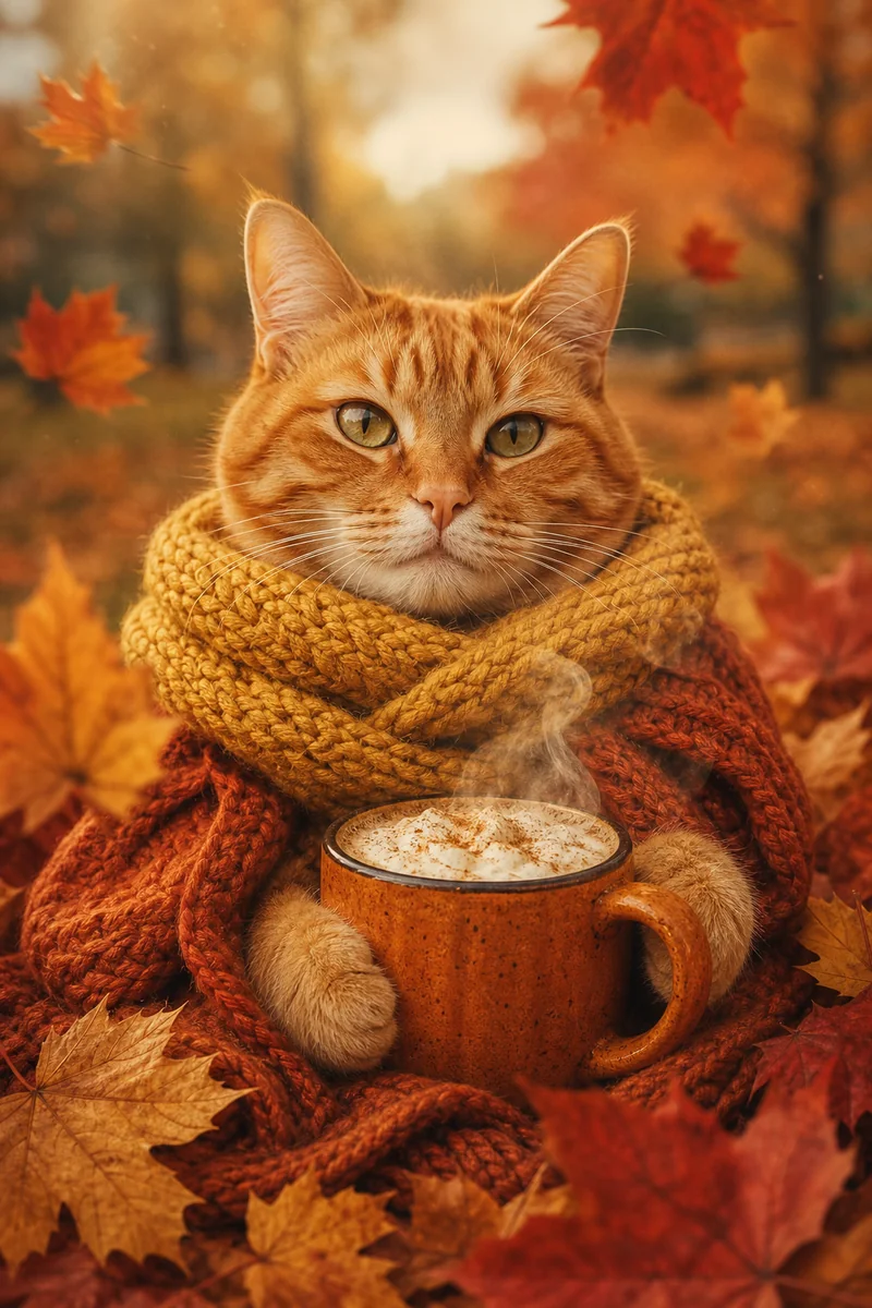 Autumn Cozy AI pet portrait style sample