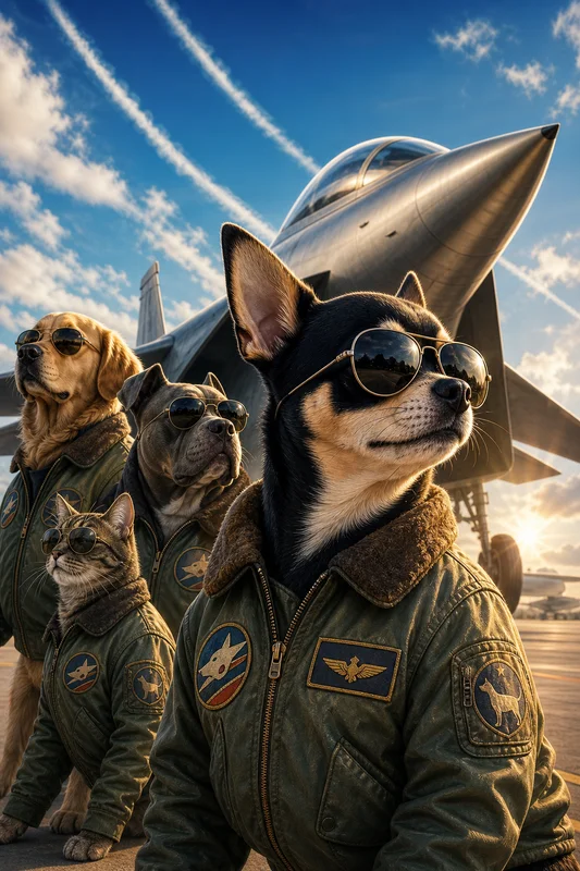 Aviators AI pet portrait style sample