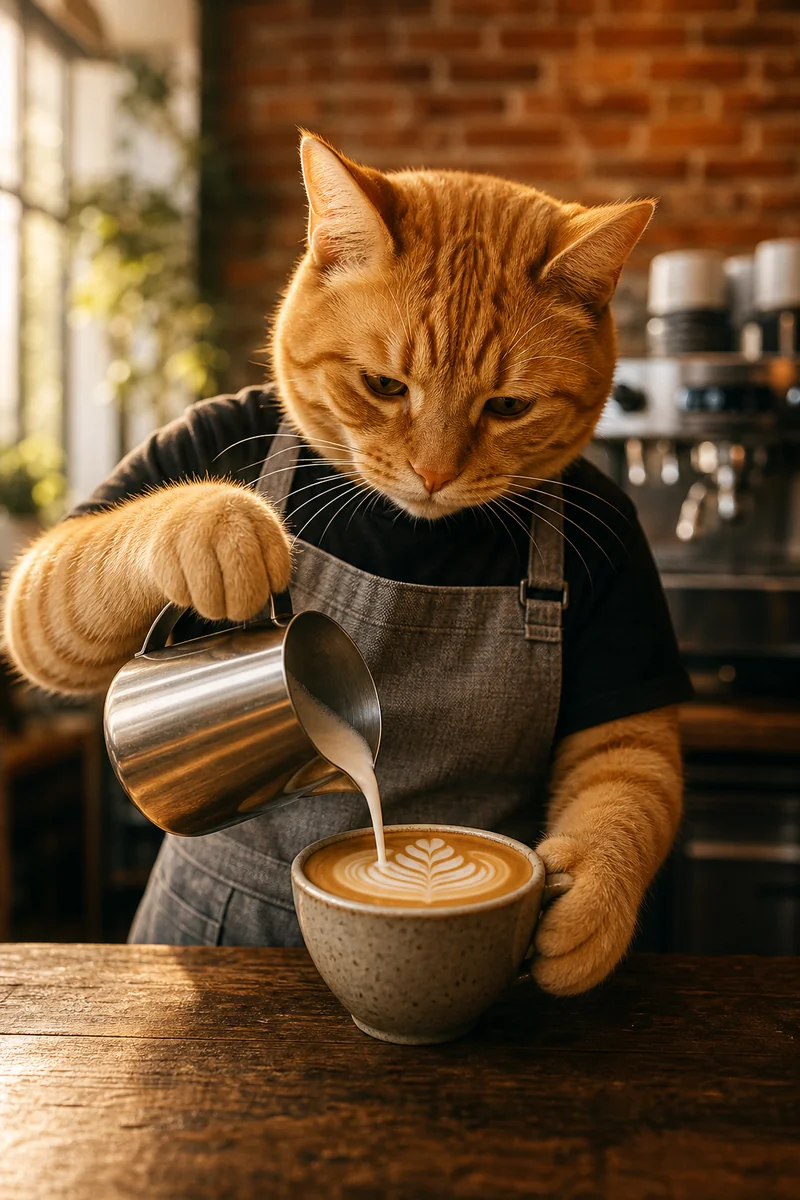 Latte Artist AI pet portrait style sample