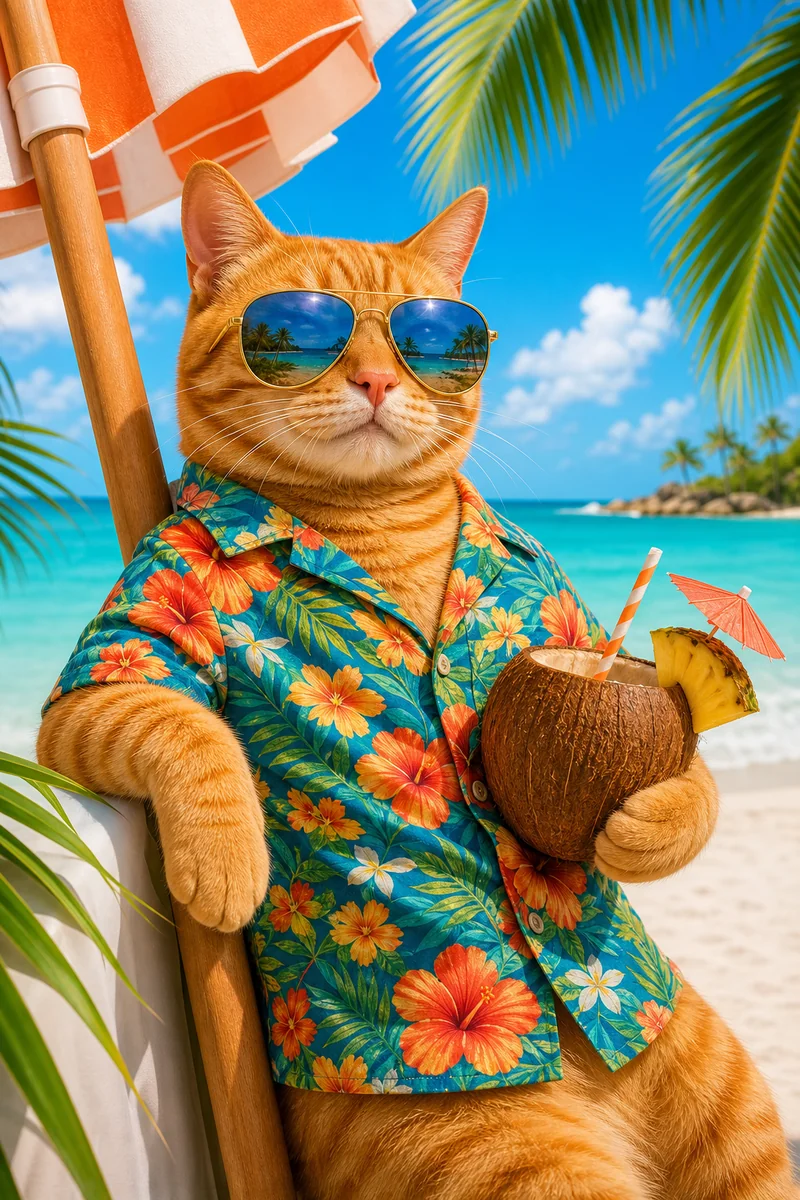 Beach Day AI pet portrait style sample