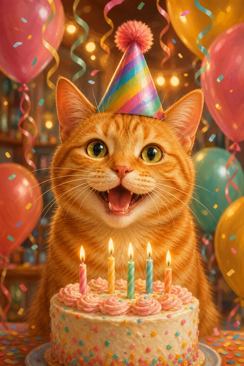 Birthday Party AI pet portrait style sample