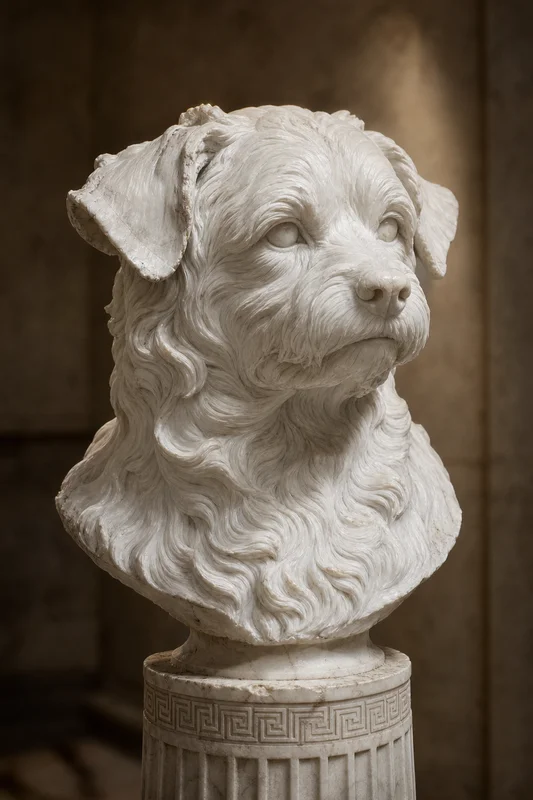 Marble Bust AI pet portrait style sample