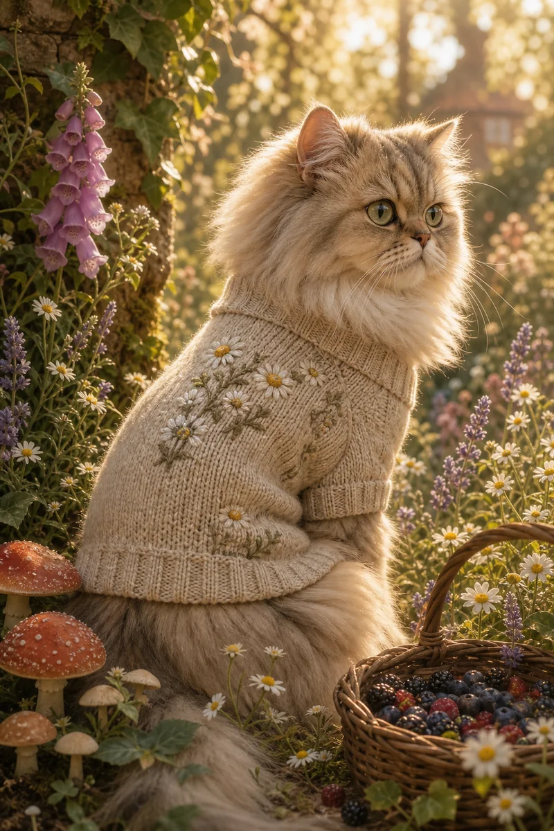 Cottagecore AI pet portrait style sample