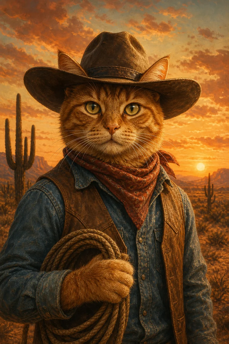 Cowboy AI pet portrait style sample