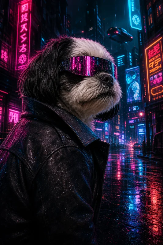 Cyberpunk AI pet portrait style sample