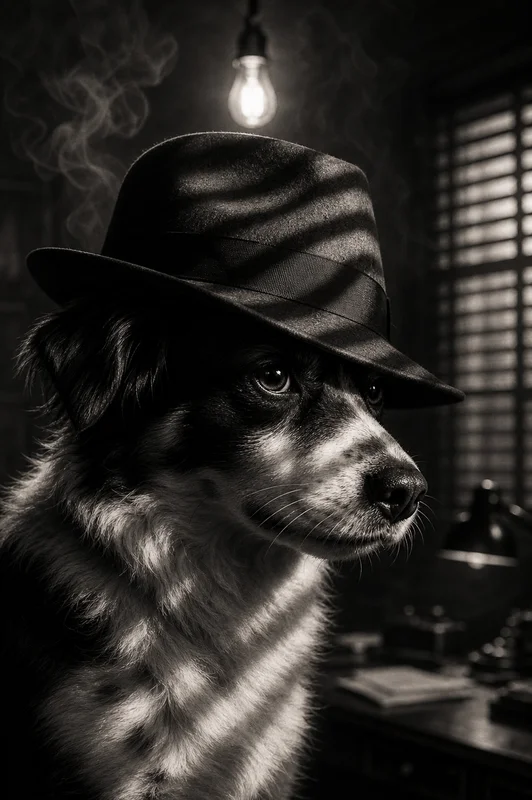 Film Noir AI pet portrait style sample