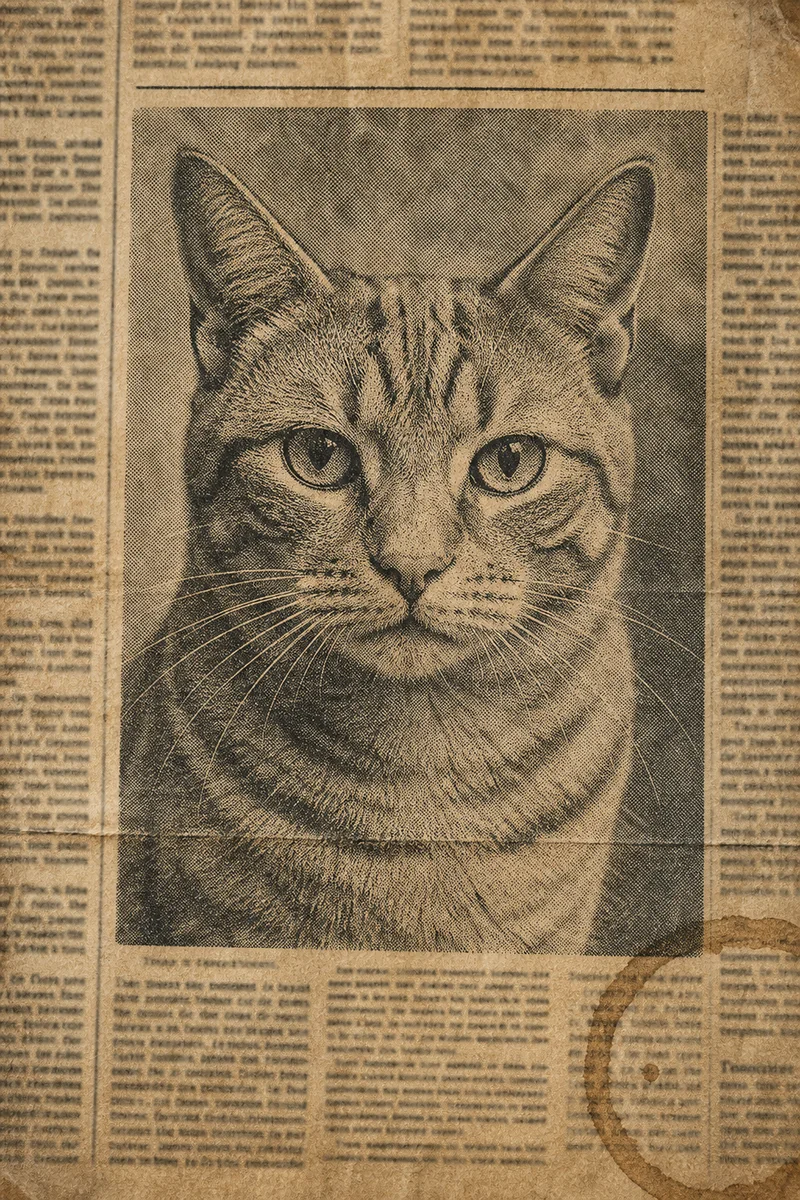 Front Page News AI pet portrait style sample