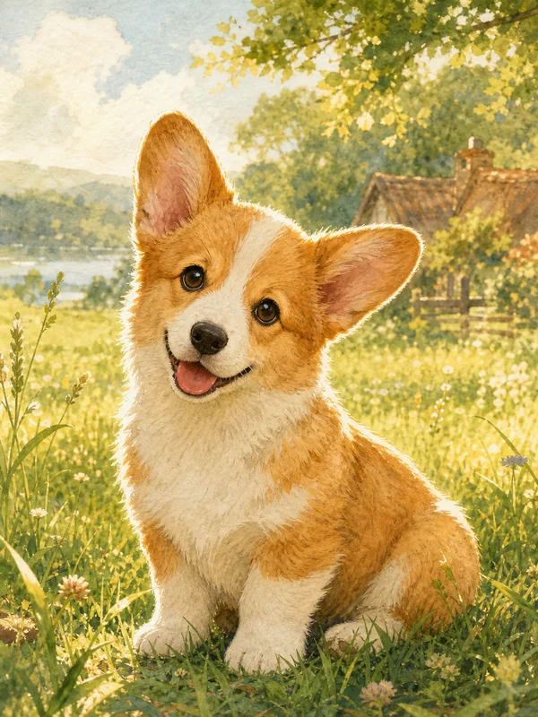Ghibli Watercolor AI pet portrait style sample