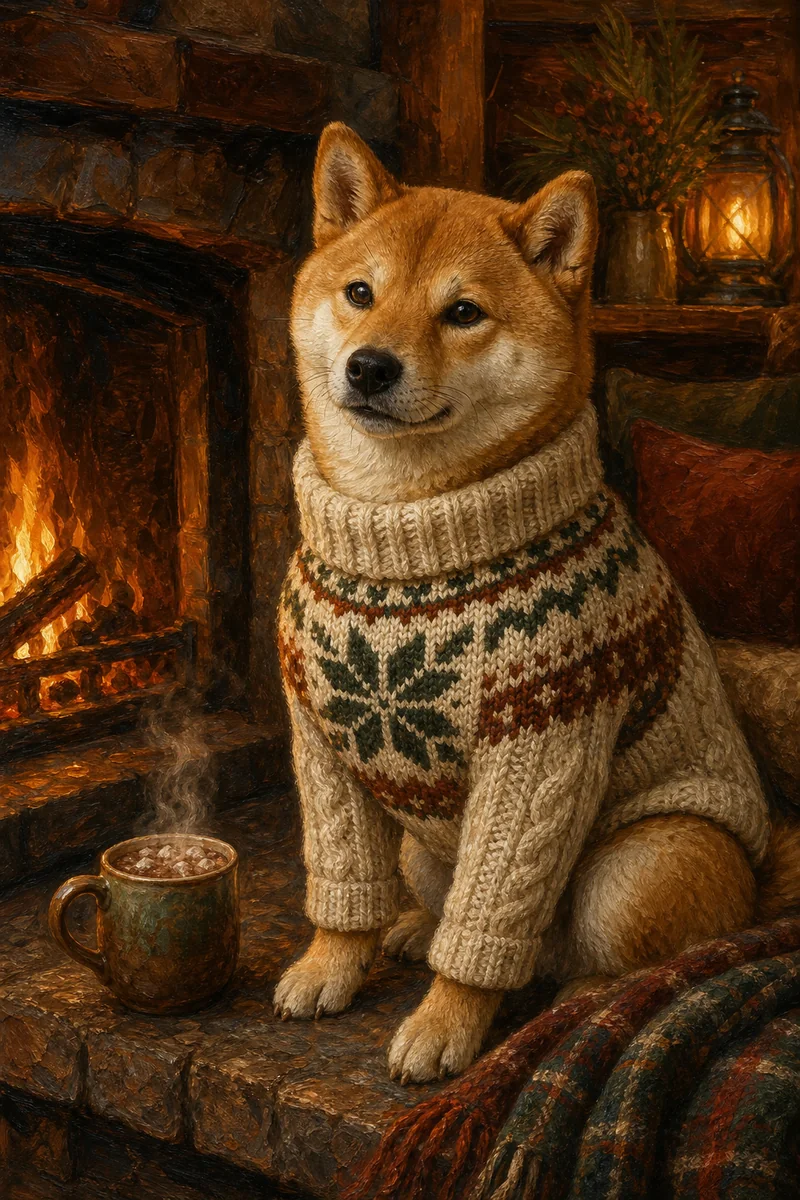 Cozy Knit AI pet portrait style sample