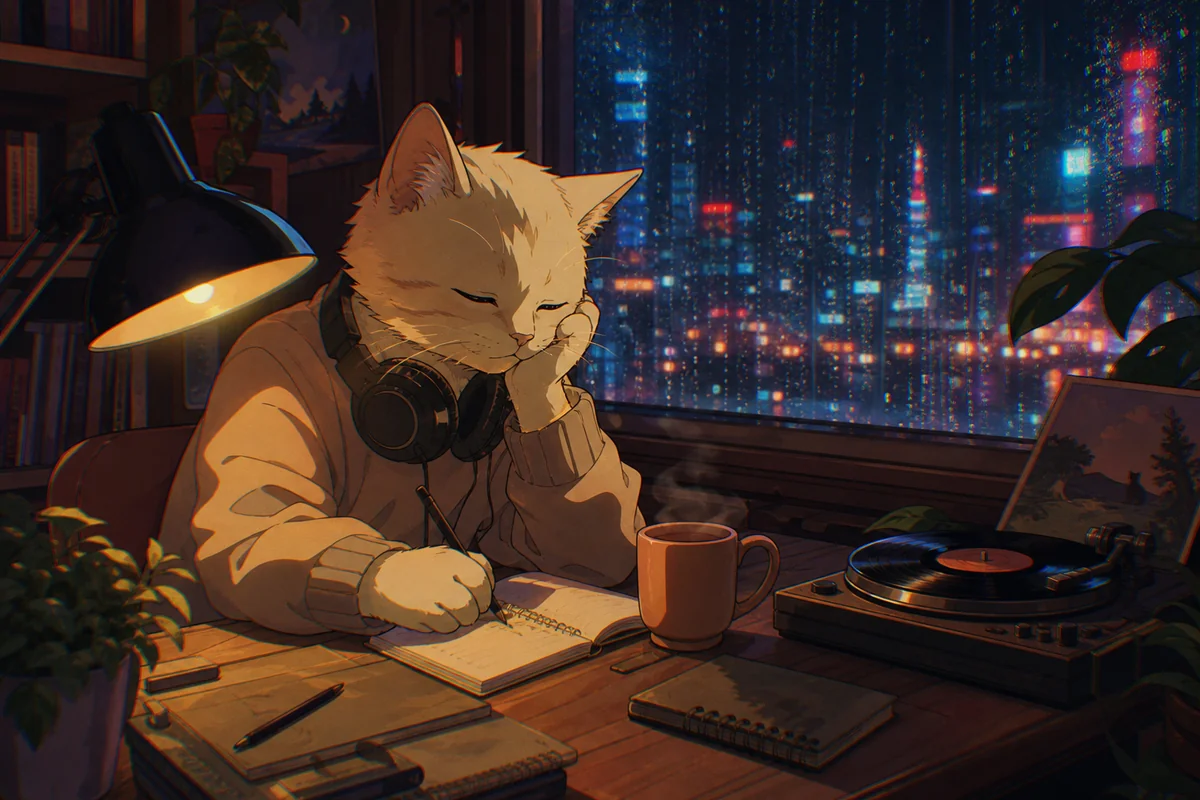 Lo-fi Chill AI pet portrait style sample