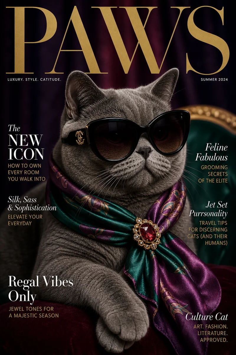 Glossy Cover AI pet portrait style sample