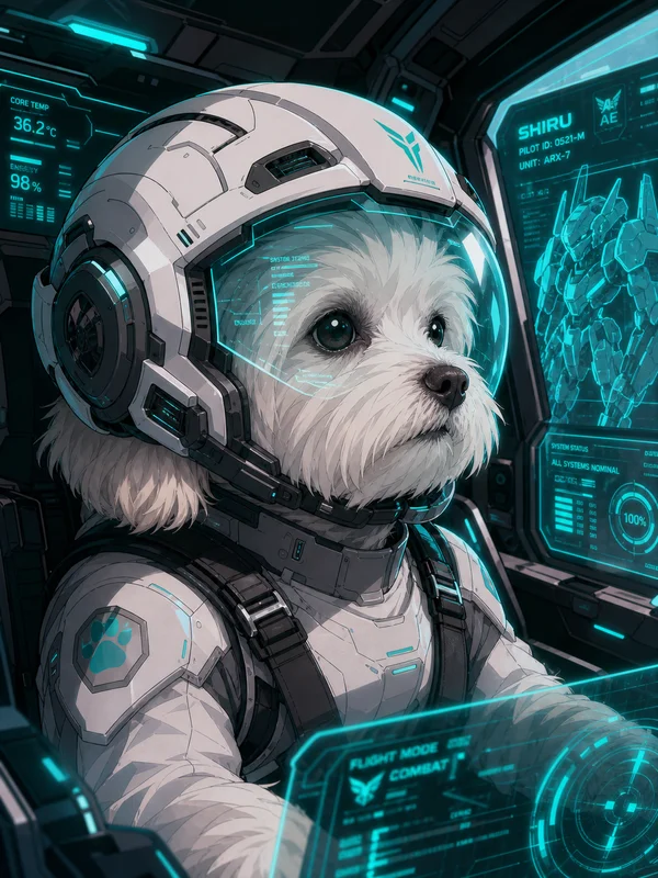 Mecha Pilot AI pet portrait style sample