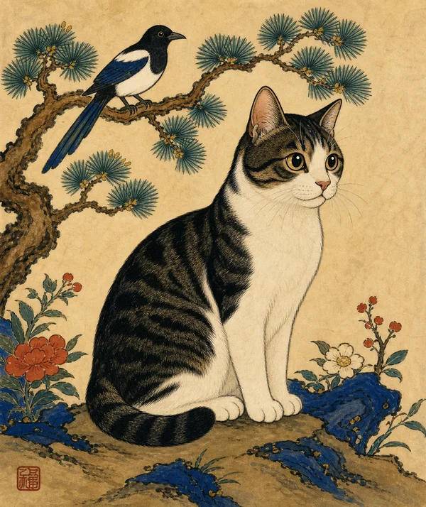 Minhwa Tiger AI pet portrait style sample