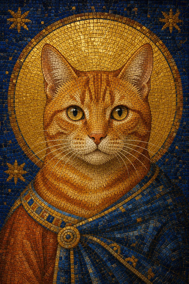 Byzantine Mosaic AI pet portrait style sample