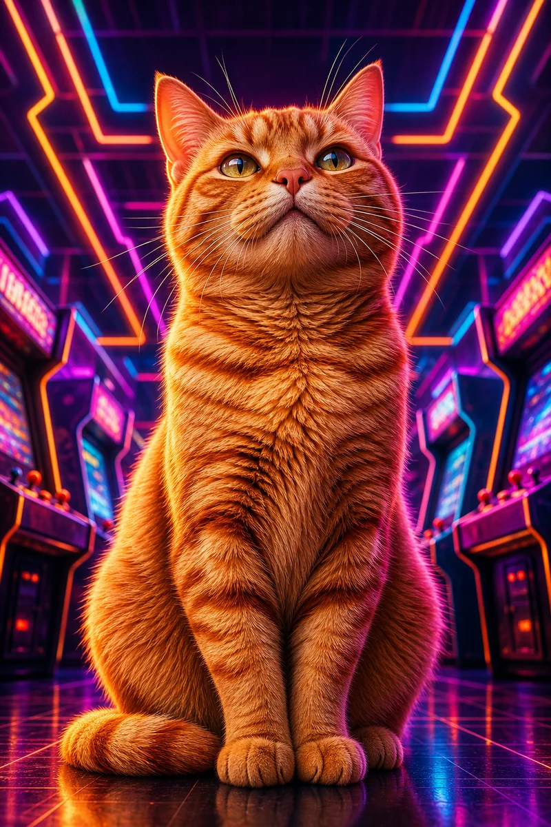 Neon Arcade AI pet portrait style sample