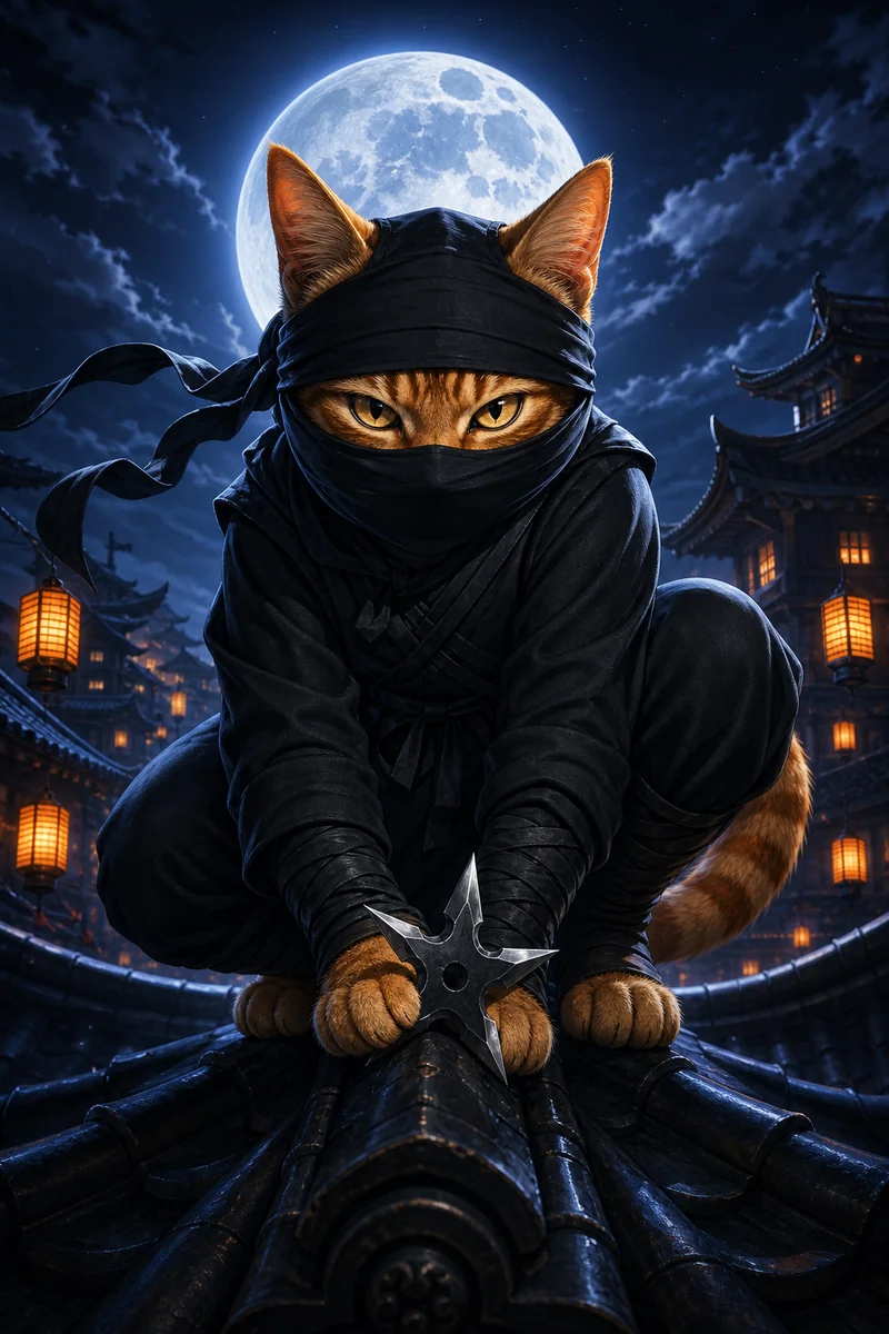 Shadow Ninja AI pet portrait style sample