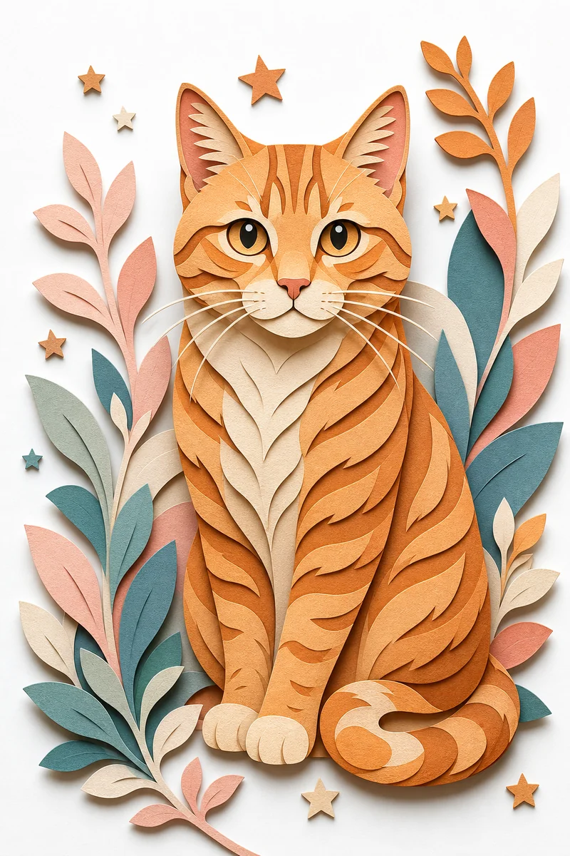Paper-Cut AI pet portrait style sample