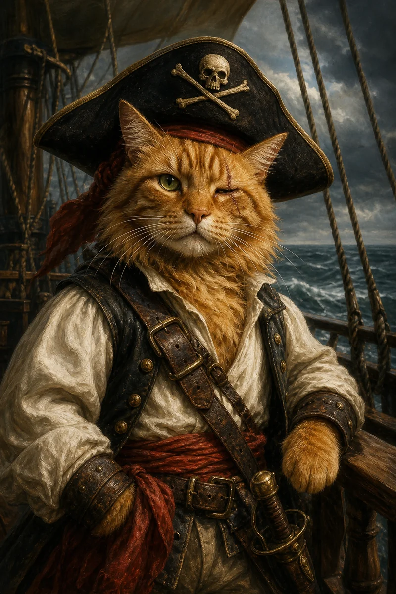 Pirate Captain AI pet portrait style sample