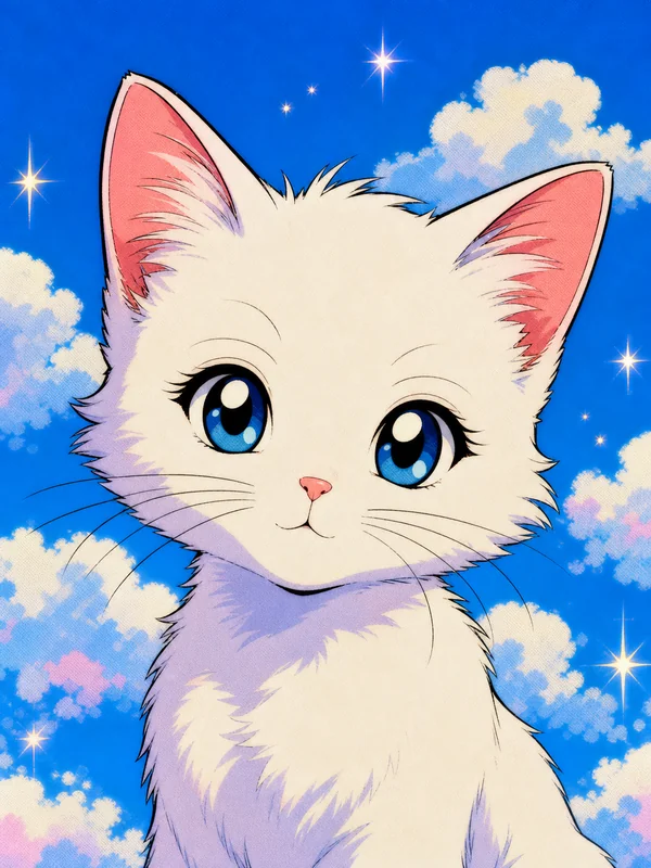 Retro 90s Anime AI pet portrait style sample