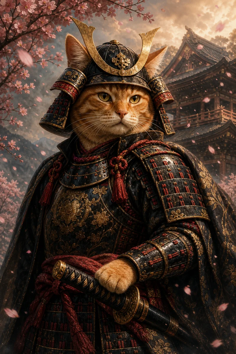 Samurai AI pet portrait style sample