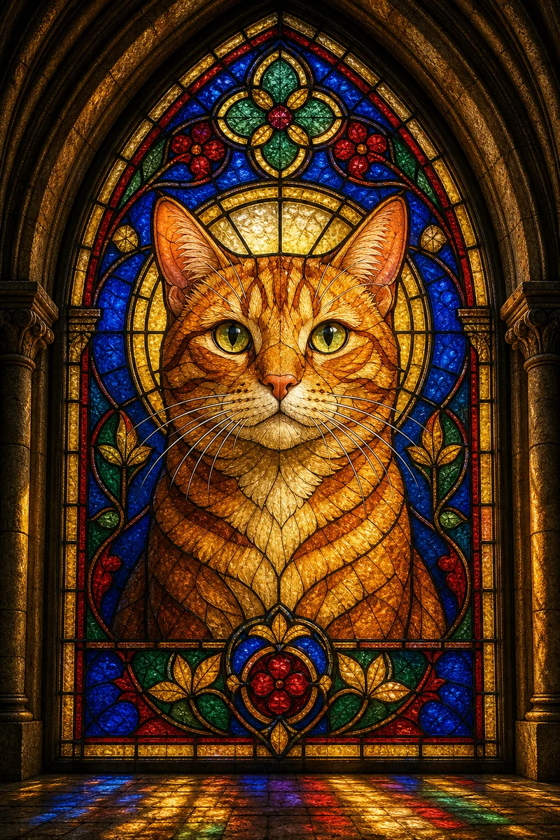 Stained Glass AI pet portrait style sample