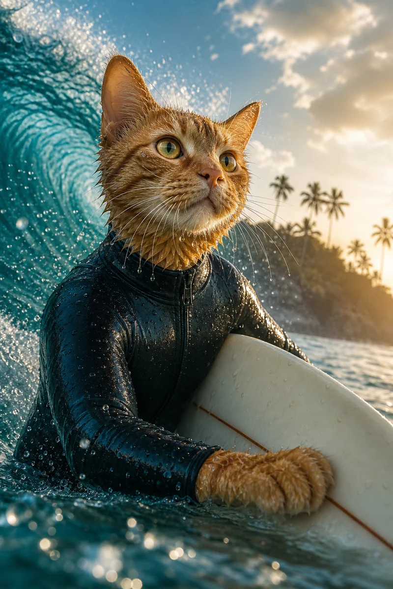 Surf Pup AI pet portrait style sample