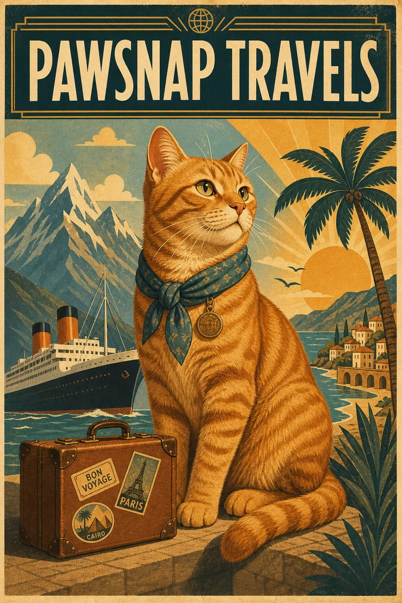 Travel Poster AI pet portrait style sample