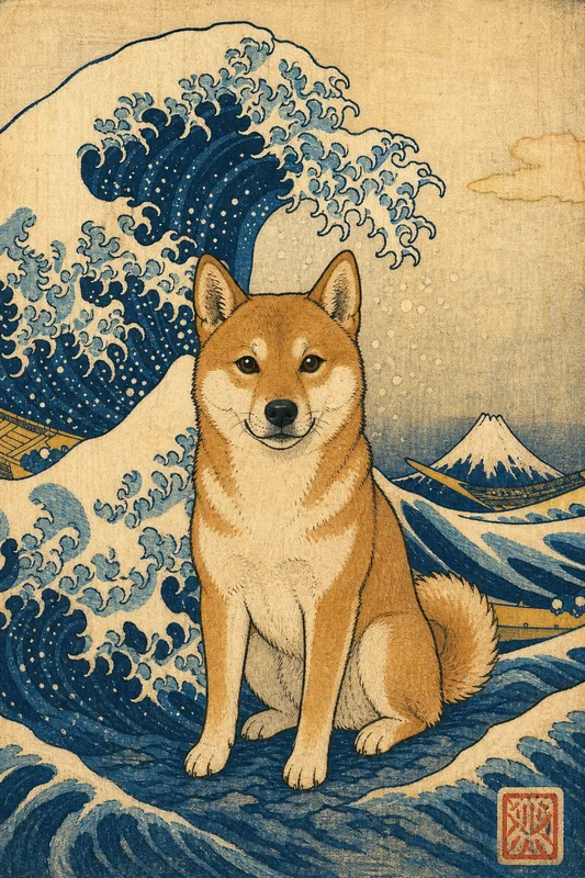 Ukiyo-e AI pet portrait style sample