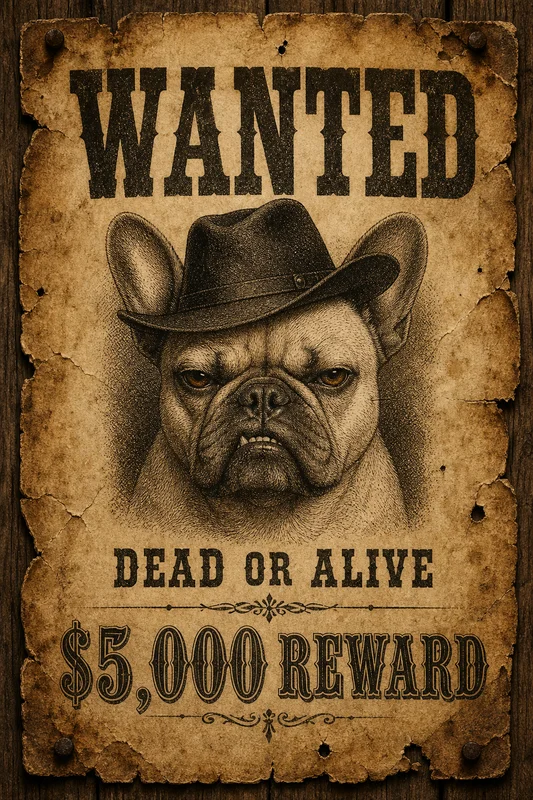 Wanted AI pet portrait style sample