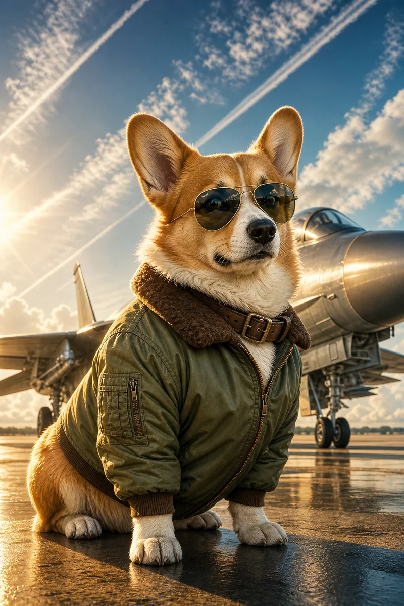 Aviators pet portrait of Peach