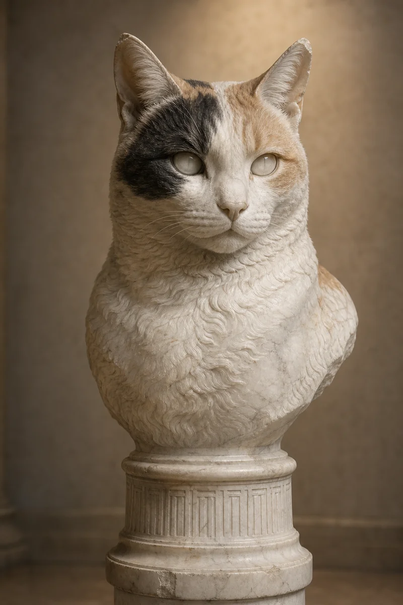 Marble Bust pet portrait of Boba