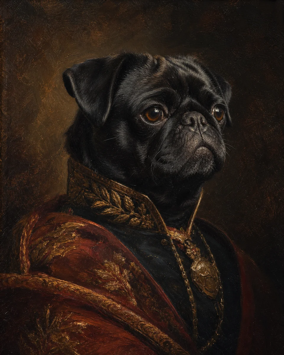 Oil Painting pet portrait of Pixel