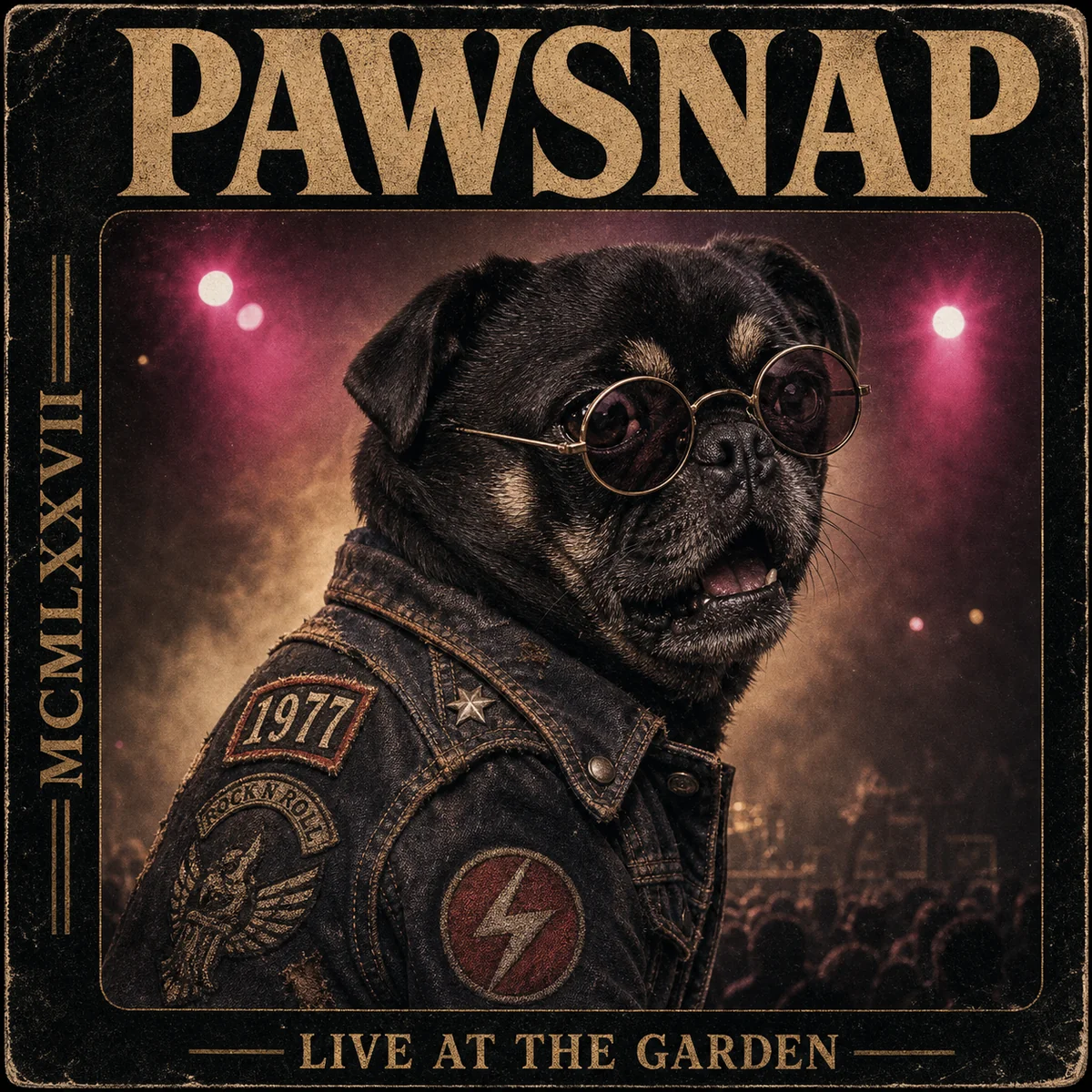 Rock Album pet portrait of Pixel