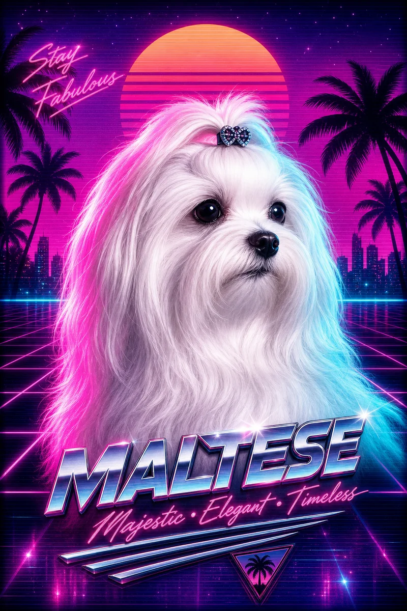 80s Synthwave pet portrait of Nova