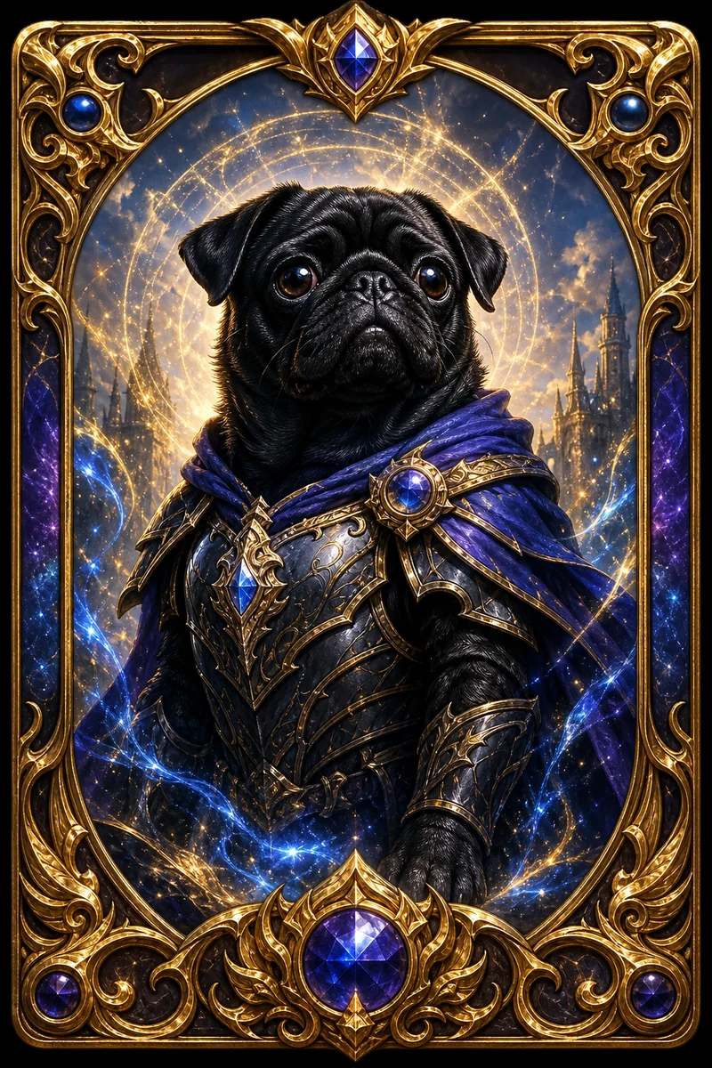 Trading Card pet portrait of Pixel