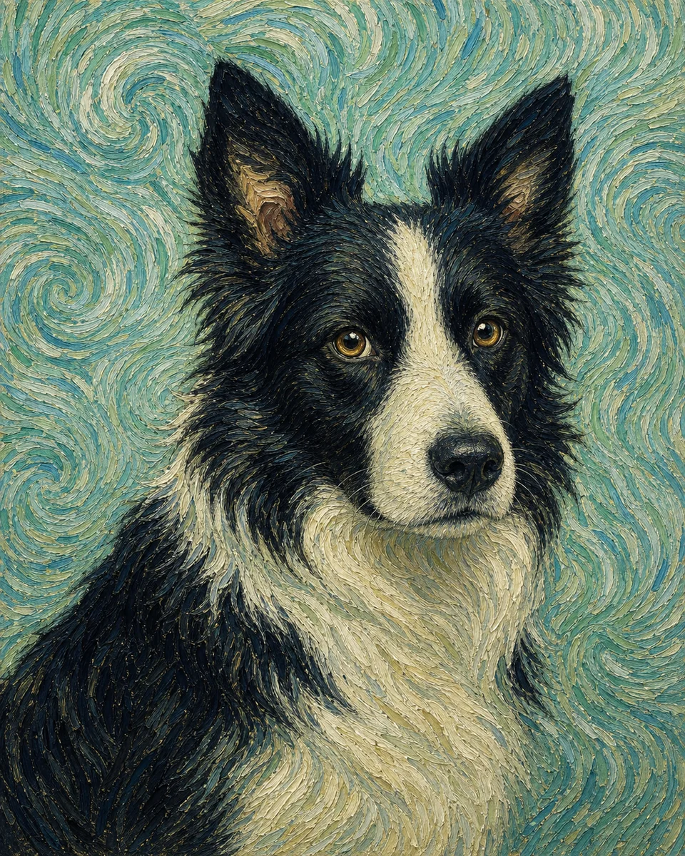 Doggy Gogh pet portrait of Ziggy