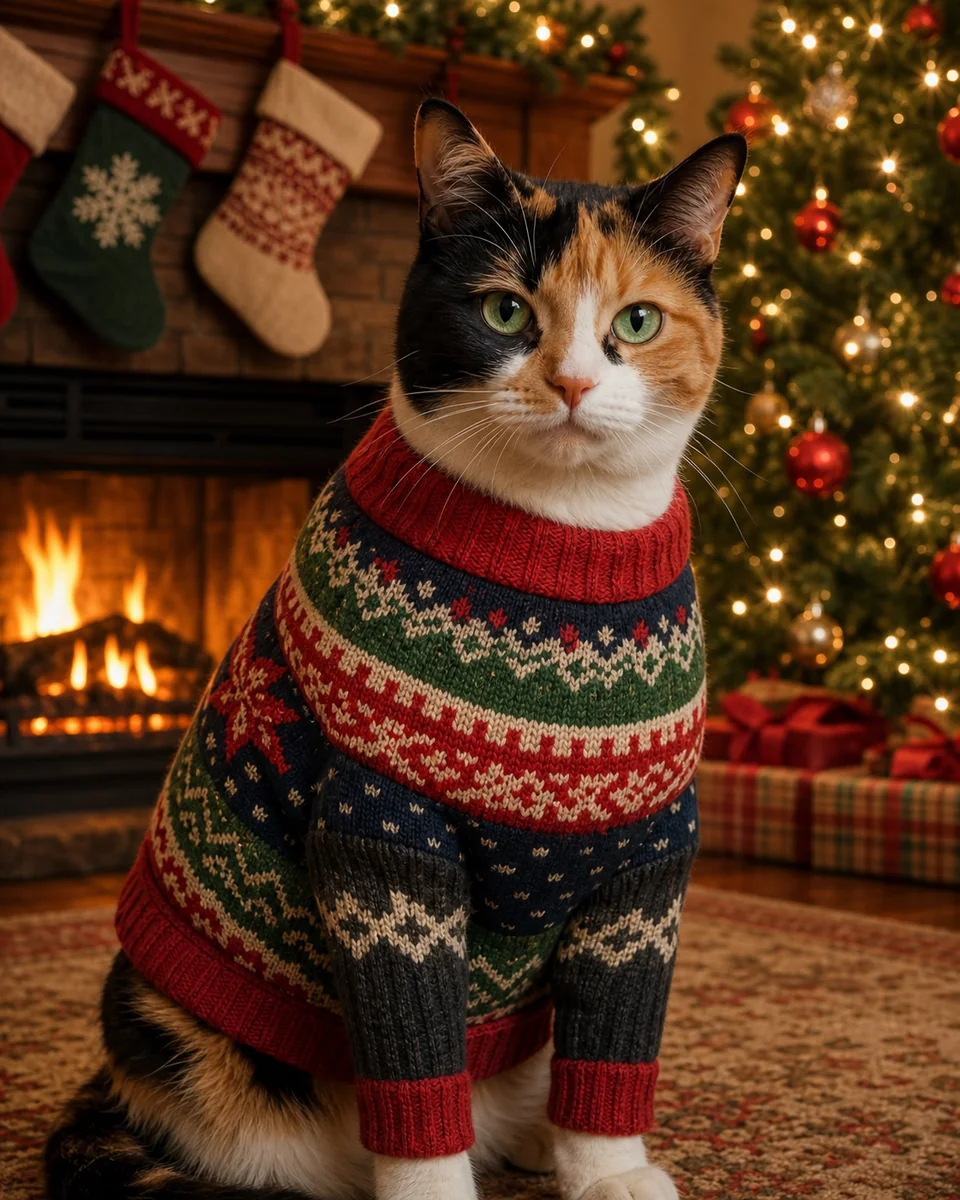 Holiday Card pet portrait of Boba