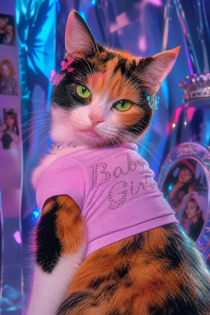 Y2K Glam pet portrait of Boba